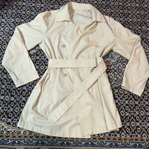 100% Silk Women's Cream Belted Trench Coat
